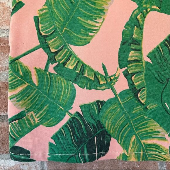 Judith March Tropical Leaf Print Mini Skirt Zip Up Small Pink Green - Picture 2 of 7